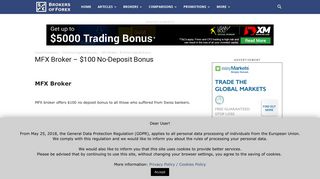
                            9. MFX Broker - $100 No-Deposit Bonus - BrokersOfForex.com