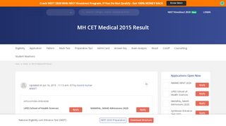 
                            4. MH CET Medical 2015 Result / Merit List - Medicine - Careers360