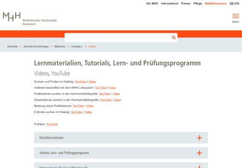 
                            6. MH-Hannover: Lernmaterialien, Tutorials und Prüfungsprogramm