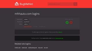 
                            3. mhhauto.com passwords - BugMeNot