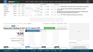 
                            8. MHSDF Stock Price - Megacable Holdings S.A.B. de C.V. Series ...