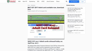 
                            4. MHT CET 2017 Admit card available now, download here – PaGaLGuY