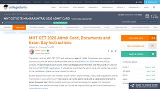 
                            6. MHT CET 2019 Admit Card - Download @dtemaharashtra.gov.in