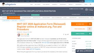 
                            8. MHT CET 2019 Application form (Available) - Apply online at ...