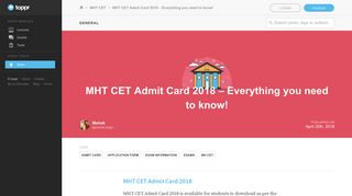 
                            11. MHT CET Admit Card 2018 Available - Download Now! - Toppr