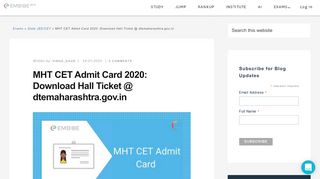 
                            10. MHT CET Admit Card 2019: Download MHTCET Hall Ticket ... - Embibe