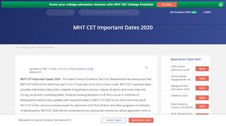 
                            12. MHT CET Important Dates 2019 - Check MHT CET Schedule