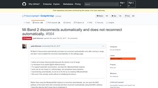 
                            10. Mi Band 2 disconnects automatically and does not reconnect ... - GitHub