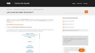 
                            10. ¿Mi clave de Wind Telecom?** – Ayuda FOX