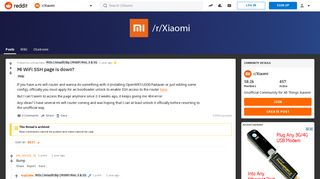 
                            3. Mi WiFi SSH page is down? : Xiaomi - Reddit