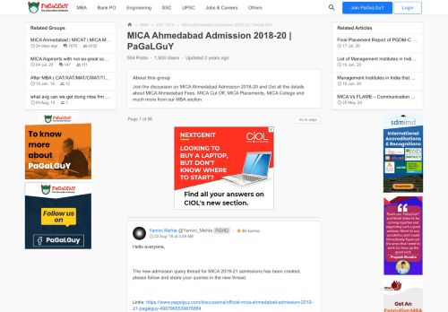 
                            8. MICA Ahmedabad Admission 2018-20 | PaGaLGuY (Posts before 25 May ...