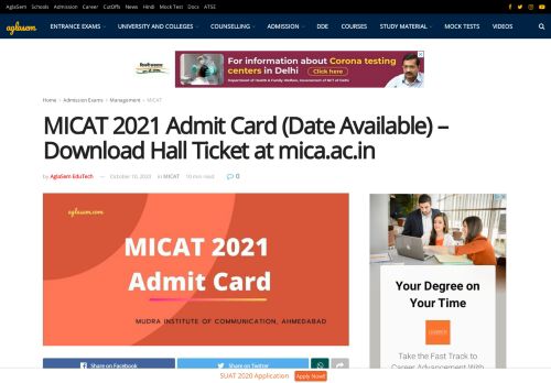 
                            4. MICAT 2019 Admit Card (Available): Download ... - AglaSem Admission