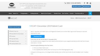 
                            9. MICAT II February 2019 admit card is out! - IMS