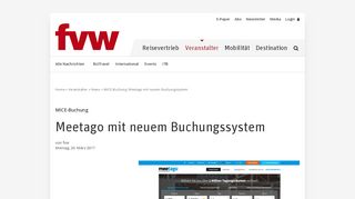 
                            9. MICE-Buchung: Meetago mit neuem Buchungssystem - fvw