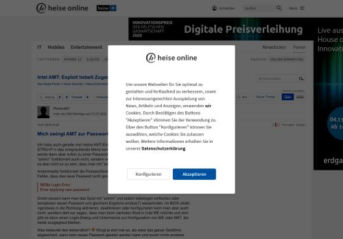 
                            10. Mich zwingt AMT zur Passwortänderung. | Forum - heise online