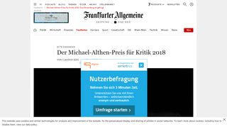 
                            6. Michael-Althen-Preis für Kritik 2018: Ihre Einsendung ist gefragt - FAZ