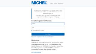 
                            2. MICHEL-Online: Login (Demo)