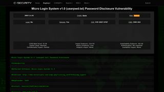 
                            9. Micro Login System v1.0 (userpwd.txt) Password Disclosure ...