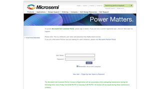 
                            8. Microsemi: Customer Portal: Sign In