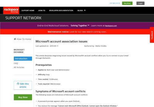 
                            7. Microsoft account association issues - Rackspace Support