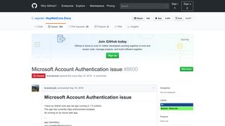 
                            9. Microsoft Account Authentication issue · Issue #8600 · aspnet/Docs ...