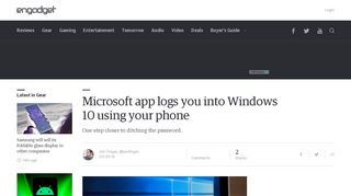 
                            1. Microsoft app logs you into Windows 10 using your phone - Engadget