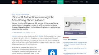 
                            5. Microsoft Authenticator ermöglicht Anmeldung ohne Passwort | ZDNet ...
