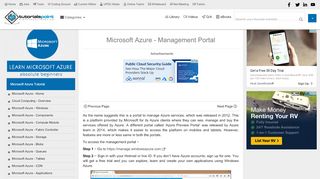 
                            11. Microsoft Azure Management Portal - Tutorialspoint