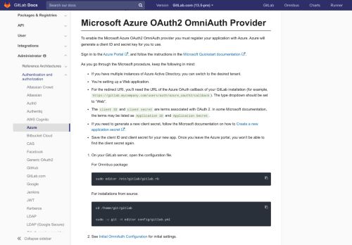 
                            13. Microsoft Azure OAuth2 OmniAuth Provider | GitLab