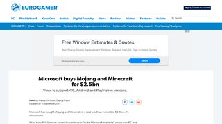 
                            11. Microsoft buys Mojang and Minecraft for $2.5bn • Eurogamer.net