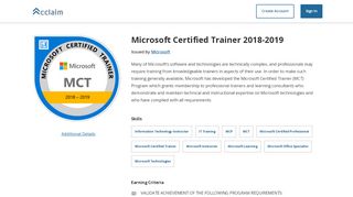 
                            11. Microsoft Certified Trainer 2018-2019 - Acclaim