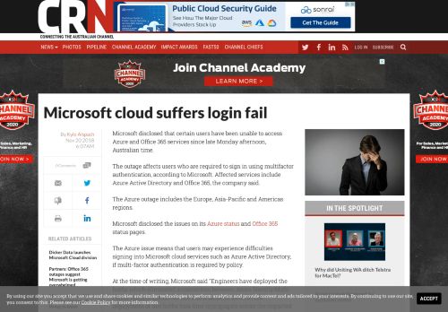 
                            10. Microsoft cloud suffers login fail - Cloud - CRN Australia