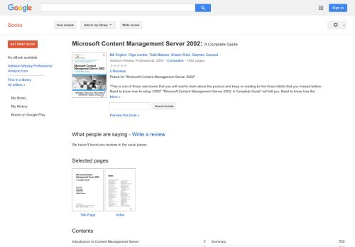 
                            11. Microsoft Content Management Server 2002: A Complete Guide  - Google بکس کا نتیجہ