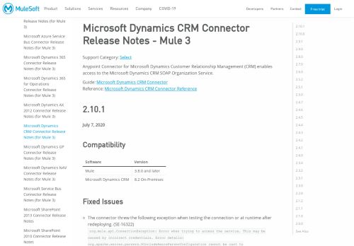 
                            11. Microsoft Dynamics CRM Connector Release Notes | MuleSoft ...