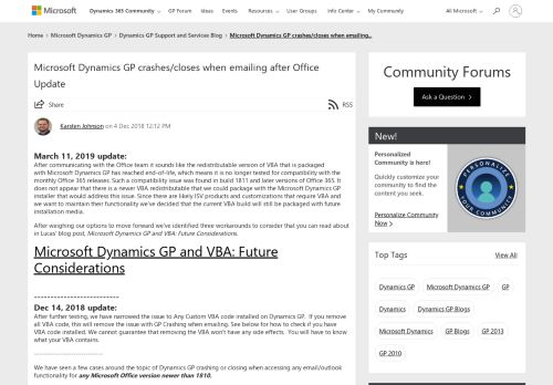 
                            12. Microsoft Dynamics GP crashes/closes when emailing after Office ...