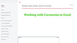 
                            4. Microsoft Excel: Currency Symbols - Home and Learn