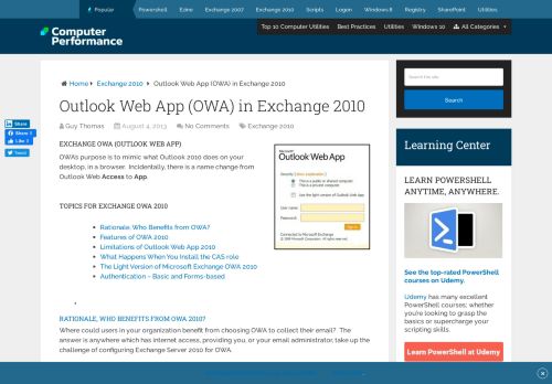 
                            13. Microsoft Exchange 2010 OWA Outlook Web App (Formerly Access)