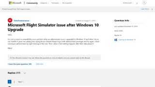 
                            1. Microsoft Flight Simulator issue after Windows 10 Upgrade ...