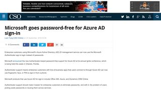 
                            6. Microsoft goes password-free for Azure AD sign-in - CSO | ...