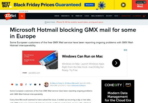 
                            12. Microsoft Hotmail blocking GMX mail for some in Europe | ZDNet