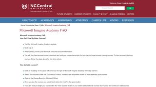 
                            12. Microsoft Imagine Academy FAQ - North Carolina Central University