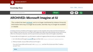 
                            8. Microsoft Imagine at IU - IU Knowledge Base - Indiana University