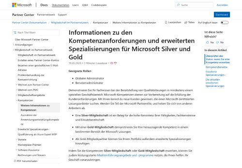 
                            2. Microsoft-Kompetenzanforderungen für die Silber- und Gold ...