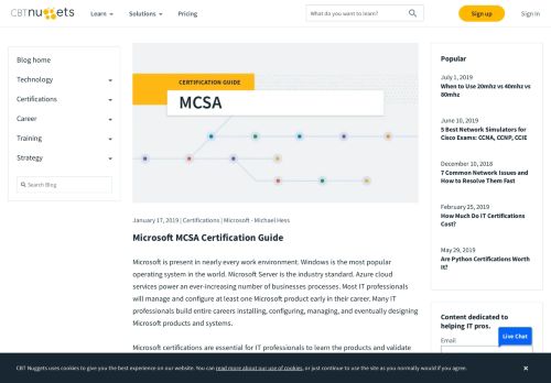 
                            7. Microsoft MCSA Certification Guide | CBT Nuggets