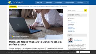 
                            4. Microsoft: Neues Windows 10 S und endlich ein Surface Laptop ...