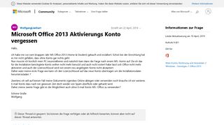 
                            6. Microsoft Office 2013 Aktivierungs Konto vergessen - Microsoft ...