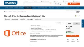 
                            8. Microsoft Office 365 Business Essentials Lizenz 1 Jahr ++ Cyberport