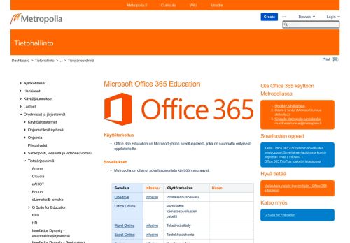 
                            11. Microsoft Office 365 Education - Tietohallinto - Metropolia Confluence