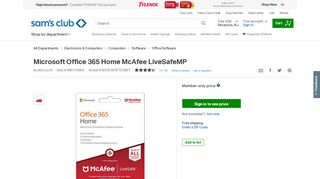 
                            10. Microsoft Office 365 Home McAfee LiveSafeMP - Sam's Club