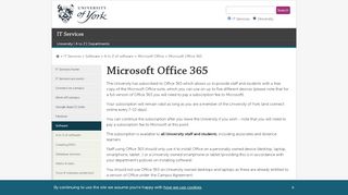 
                            8. Microsoft Office 365 - IT Services, The University of York